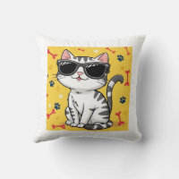 Funny Cat Poster, Cartoon cat wearing sunglasses