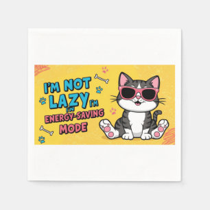 Funny Cat Poster Cartoon cat wearing sunglasses Napkin