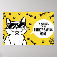 Funny Cat Poster, Cartoon cat wearing sunglasses 