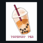 Funny Cat Pun Illustration Poster<br><div class="desc">Perfect pun illustration for cat lovers or bubble tea lovers! This is a drawing of a bubble tea,  but the tapioca are cat shaped. It is a play with words design of Tapioca Tea x Cat = tapiocat tea :)</div>