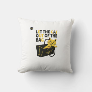Funny Cat Pun   Let the Cat Out of the Bag   Punde Cushion