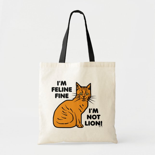 Funny Cat Pun Orange Feline Fine Kitty Tote Bag (Front)