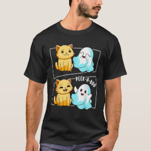 Funny Cat Pun Peek A Boo Men Kids Women Halloween  T-Shirt