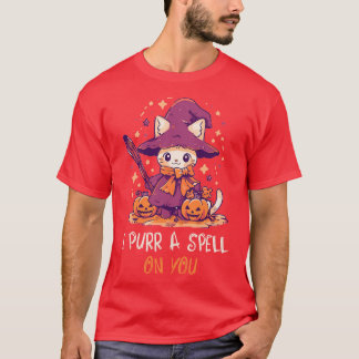 Funny Cat Pun Witch Spell Graphic Men Kids Women H T-Shirt