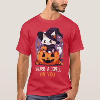 Funny Cat Pun Witch Spell Graphic Men Kids Women H T-Shirt