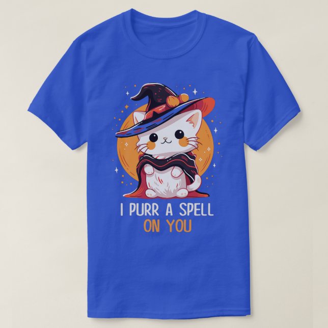 Funny Cat Pun Witch Spell Graphic Men Kids Women H T-Shirt (Design Front)