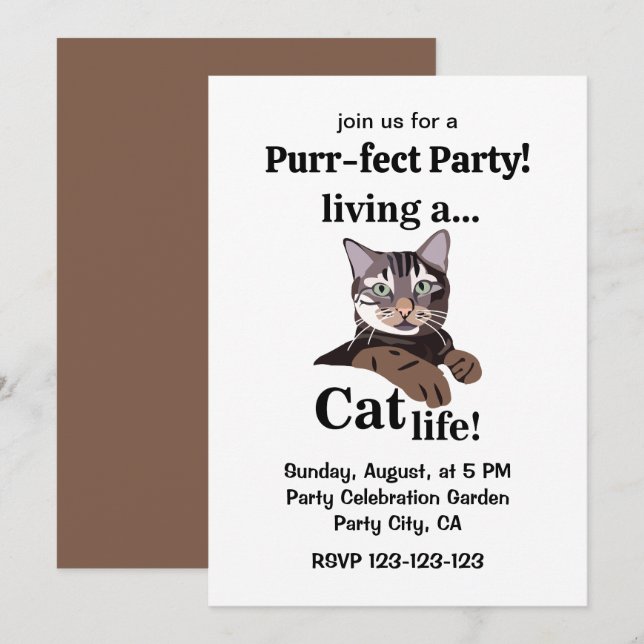 Funny Cat Purrfect Party Invitation (Front/Back)