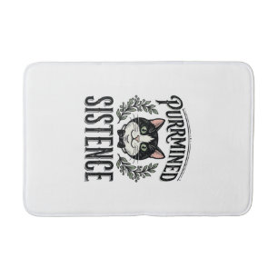Funny Cat Purrmined Sistence Vintage Graphic_1 Bath Mat