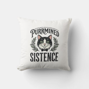 Funny Cat Purrmined Sistence Vintage Graphic_1 Cushion
