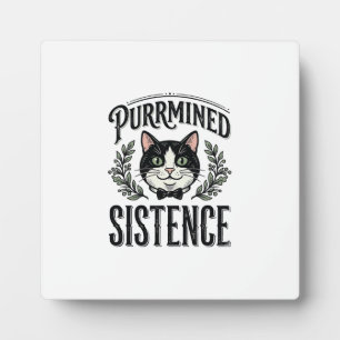 Funny Cat Purrmined Sistence Vintage Graphic_1 Plaque
