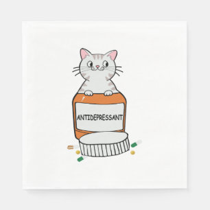 funny Cat Quote Antidepressant Cat Lover Napkin