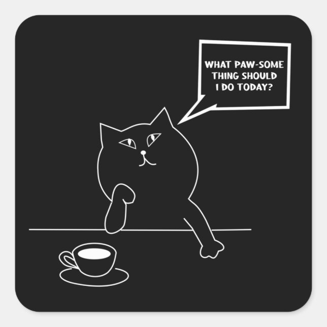 Funny Cat Quote, Funny Thinking Cat Sticker (Front)