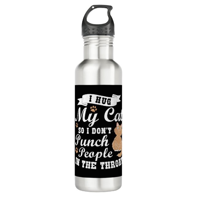 Funny Cat Quote Gift Kitten Cat Mum Cat Dad Hilari 710 Ml Water Bottle (Front)