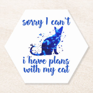 funny cat quote paper coaster