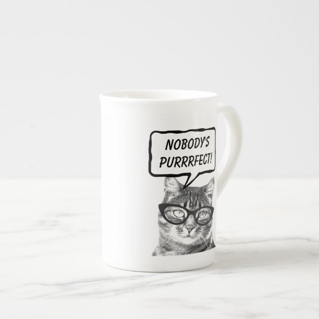 Funny cat quote pun bone china speciality mugs (Front Right)