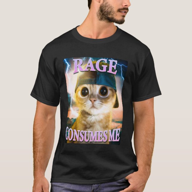 Funny Cat Rage Consumes Me T-Shirt (Front)