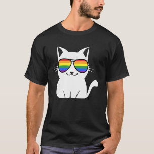 Funny Cat Rainbow Sunglasses Cute Animal Lovers LG T-Shirt
