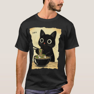 Funny Cat Ramen Graphic Tee Japanese Kawaii Anime 