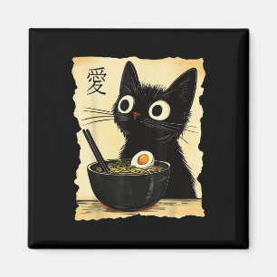 Funny Cat Ramen Graphic Tee Japanese Kawaii Anime Magnet