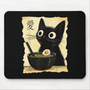 Funny Cat Ramen Graphic Tee Japanese Kawaii Anime Mouse Mat