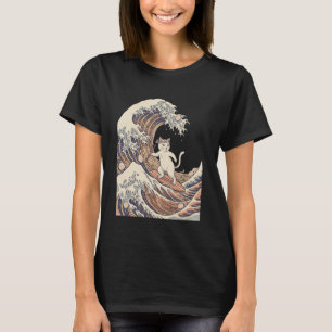 Funny Cat Ramen Great. Wave Japanese Kawaii Anime T-Shirt