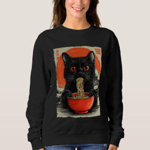 Funny Cat Ramen Great Wave Off Kanagawa Artwork An Sweatshirt