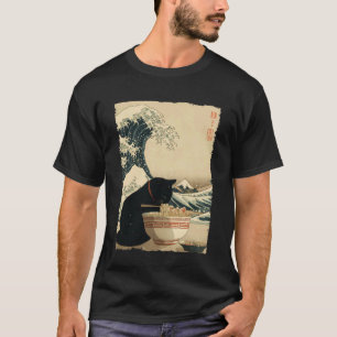 Funny Cat Ramen Great Wave Off Kanagawa Artwork An T-Shirt