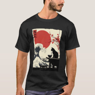 Funny Cat Ramen Great Wave Off Kanagawa Artwork An T-Shirt