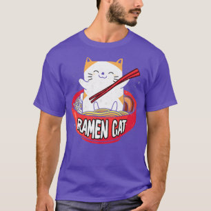 Funny Cat Ramen Noodles Design for Cat and Ramen L T-Shirt