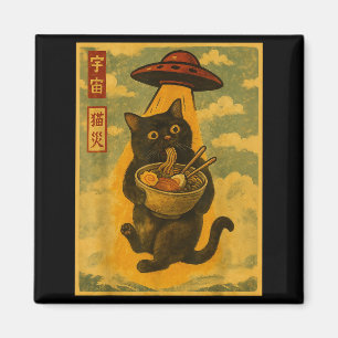 Funny Cat Ramen Ufo Japanese Anime For Men Women T Magnet