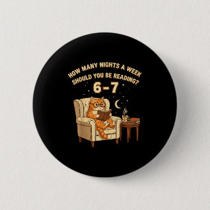 Funny Cat Reading 6-7 Meme Englieacher Book Lover 6 Cm Round Badge