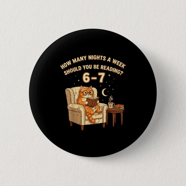 Funny Cat Reading 6-7 Meme Englieacher Book Lover  6 Cm Round Badge (Front)
