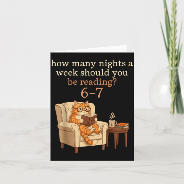 Funny Cat Reading 6-7 Meme Englieacher Book Lover  Card (Front)