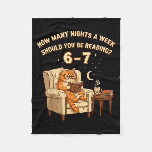 Funny Cat Reading 6-7 Meme Englieacher Book Lover  Fleece Blanket (Front)