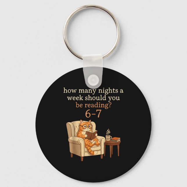 Funny Cat Reading 6-7 Meme Englieacher Book Lover  Key Ring (Front)