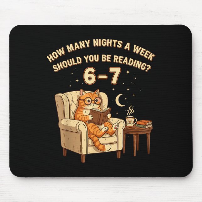 Funny Cat Reading 6-7 Meme Englieacher Book Lover  Mouse Mat (Front)