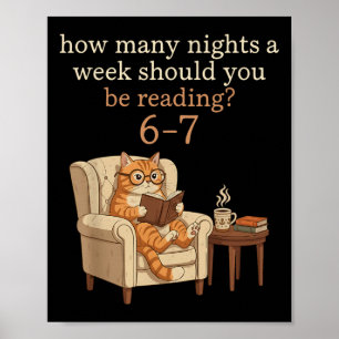 Funny Cat Reading 6-7 Meme English Teacher Book Lo Poster