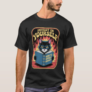 Funny Cat Reading Book Invest In Yourself Cats T-Shirt