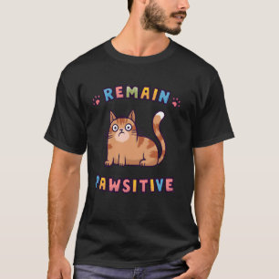 Funny Cat Remain Pawsitive Cute T-Shirt
