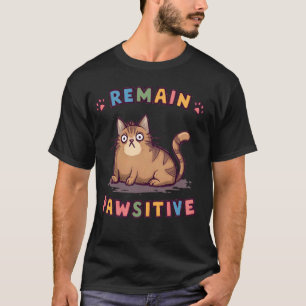 Funny Cat Remain Pawsitive Cute T-Shirt