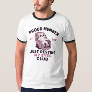 Funny Cat Resting Eyes Massage Chair T-Shirt