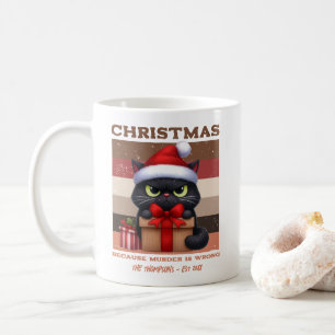 Funny Cat Retro Christmas Holiday Personalized Coffee Mug