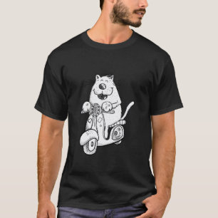 Funny Cat Riding Scooter Cool Cartoon Cat Lover De T-Shirt