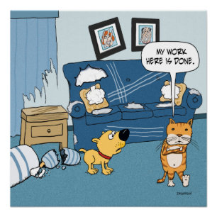 Funny Cat Rips Up the Room Poster