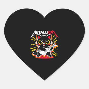 Funny Cat Rock 90s Meow For Music Band Of Friends Heart Sticker