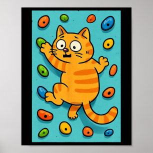 Funny Cat Rock Climber Bouldering Wall Climbing Me Poster