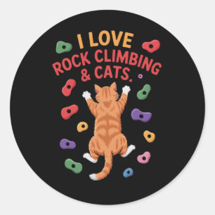 Funny Cat Rock Climber Indoor Wall Hold Adventure Classic Round Sticker