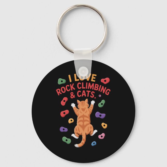 Funny Cat Rock Climber Indoor Wall Hold Adventure  Key Ring (Front)