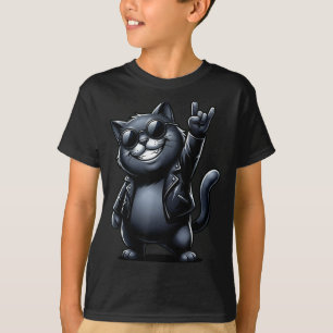 Funny Cat Rock On Music Gift Men Women Kids T-Shirt