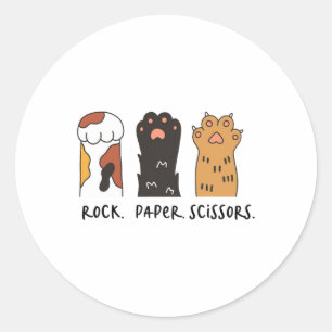 Funny Cat Rock Paper Scissors Cute Cat Paws Kids T Classic Round Sticker